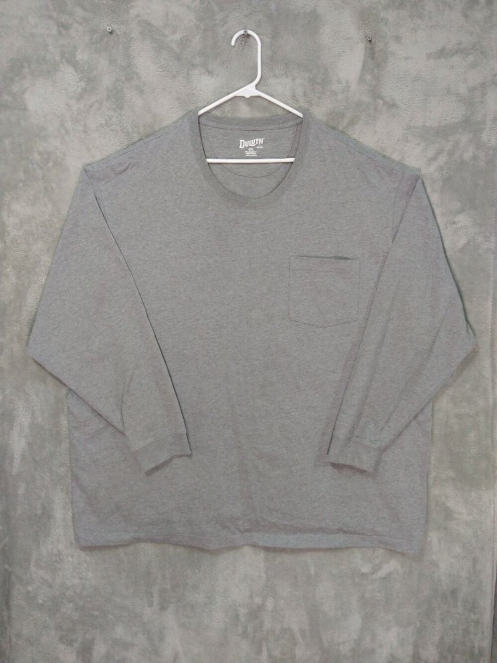 Duluth Trading Shirt Mens 4XL Gray Long Sleeve Longtail Tee Relaxed Fit Crew